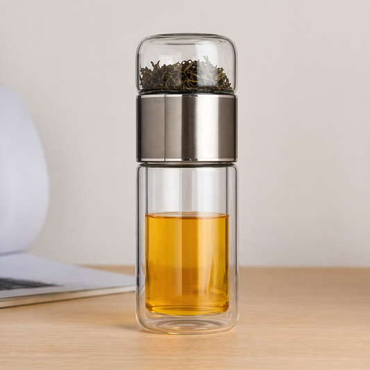 Double-Layer Glass Tea Infuser Bottle