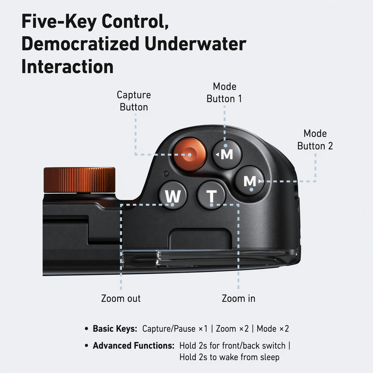 Waterproof Diving Phone Case with Hand Grip & Bluetooth Remote