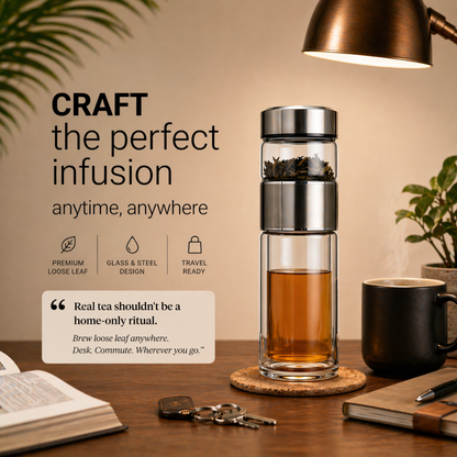Double-Layer Glass Tea Infuser Bottle