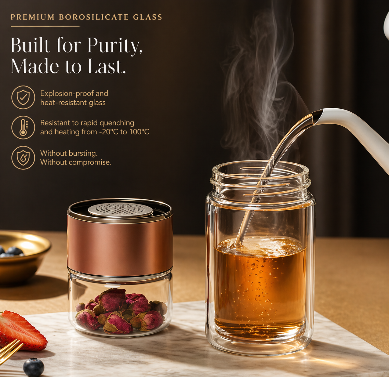 Double-Layer Glass Tea Infuser Bottle
