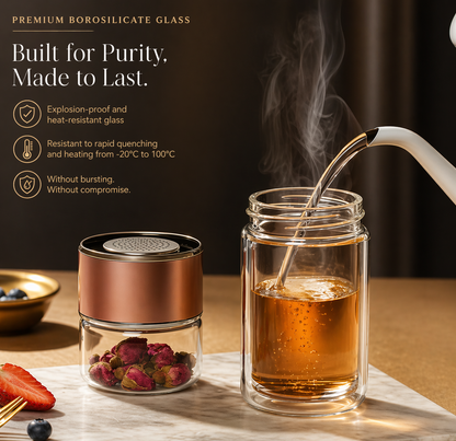 Double-Layer Glass Tea Infuser Bottle