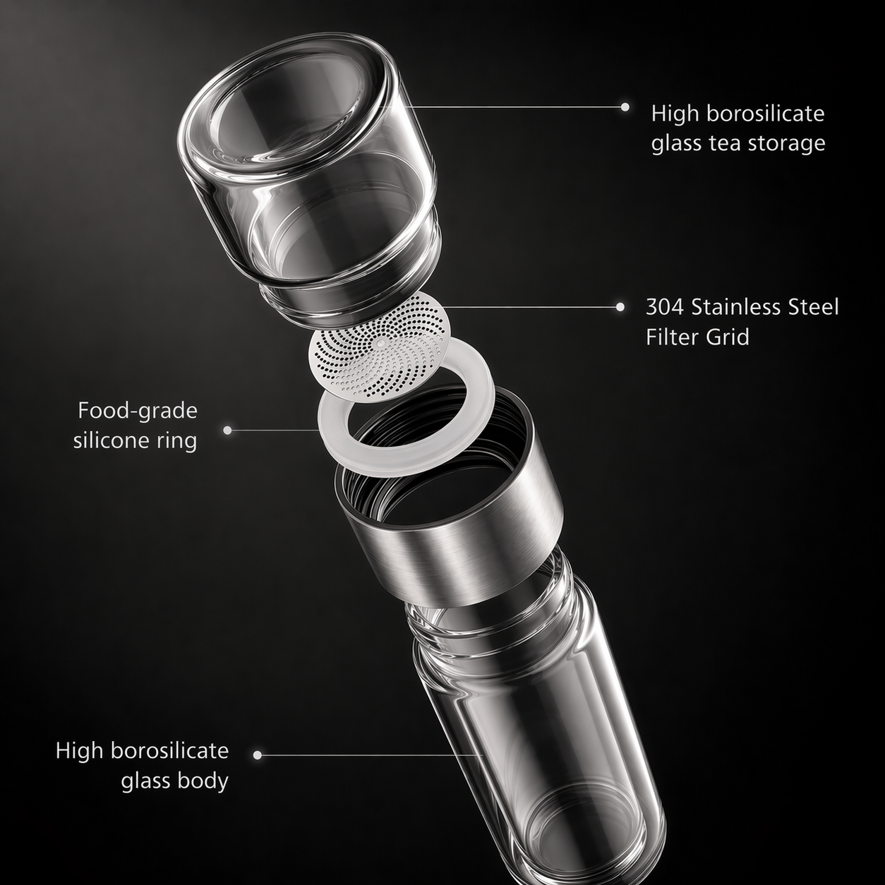 Double-Layer Glass Tea Infuser Bottle